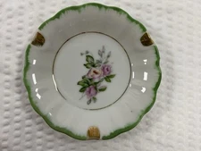 Porcelain Ladies Ashtray Victorian Style Dish Made in Japan Vintage Roses 4.25"