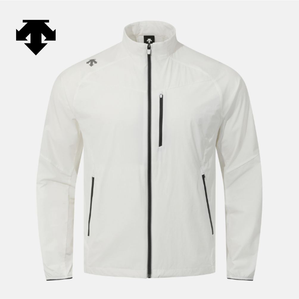 NEW DESCENTE SWISS Running Stretch Woven Zip-Up Jacket WHITE ASIAN