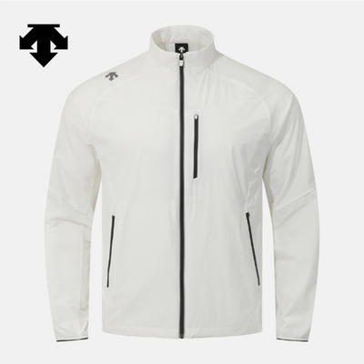NEW DESCENTE SWISS Running Stretch Woven Zip-Up Jacket WHITE ASIAN