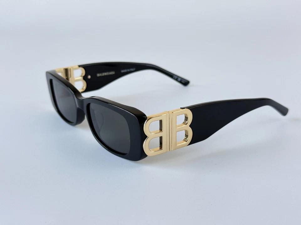 正品 Balenciaga BB0096S 黑色/灰色全边矩形男女通用太阳镜 — 第 4/4 张图片