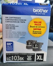 Brother LC103BK XL High Yield Black Ink Cartridge 2-Pack Sealed Expired 10/2024
