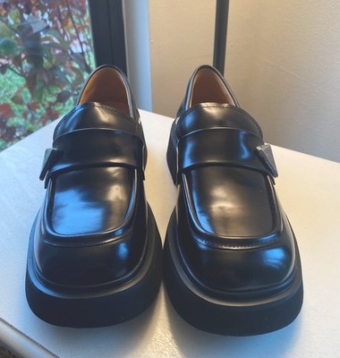 NEW~Beau Today Chunky Black Leather Loafers ~Silver Accents ~Women s  7.0/7.5