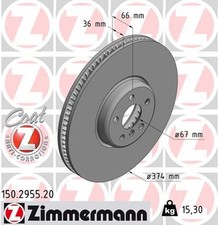 1x Bremsscheibe COAT Z ZIMMERMANN 150.2955.20 f�r BMW G31 G11 G30 G12 6er G32 X5