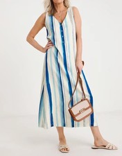 JULIPA LADIES STRIPE LINEN MIX SHIFT MIDI DRESS NEW PLUS SIZE 28 (REF 426)
