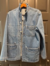 Drake's London Bleach Wash Selvedge Denim Chore Jacket sz 44