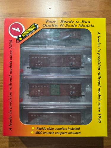 Juego de 4 vagones Roundhouse escala N NS Norfolk Southern #89474 nuevos en caja | Condition: New