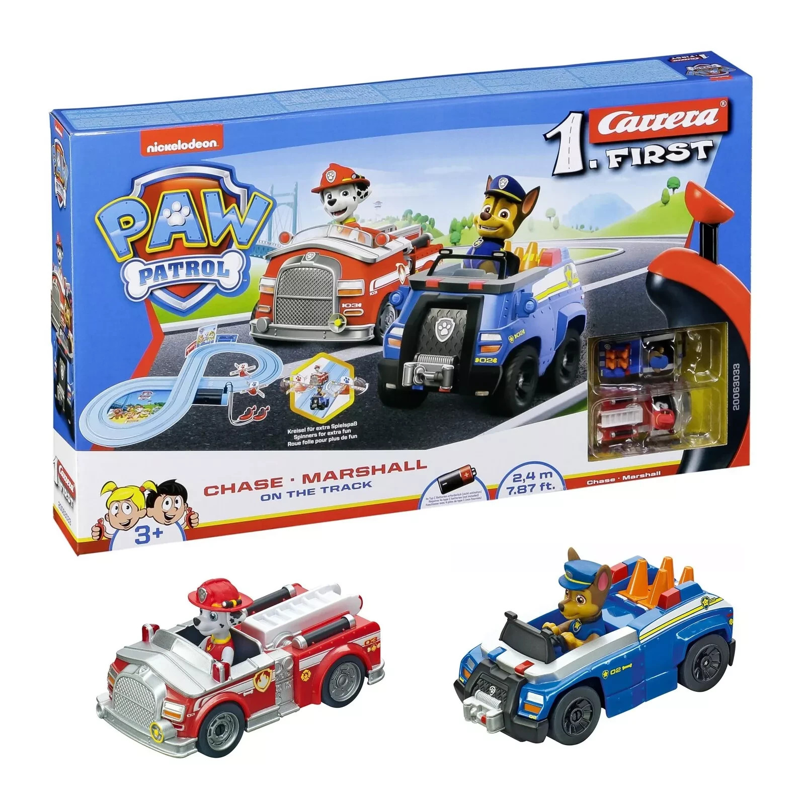 Nickelodeon Carrera First Paw Patrol Chase vs Marshall On The Track Race Car Set