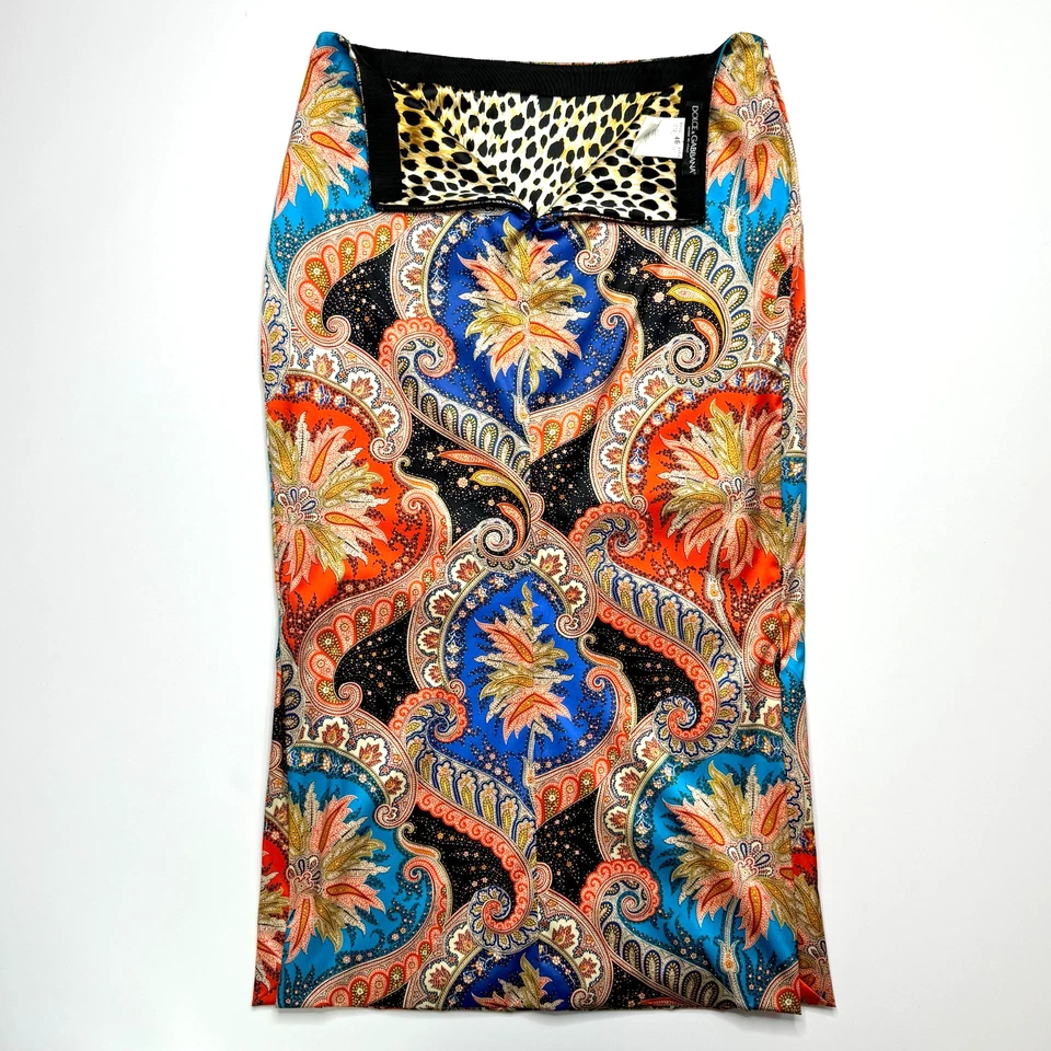 Auténtica falda lápiz Dolce & Gabbana seda elástica cachemira talla 46 EE. UU. 8-10 D&G Foto 2 de 4