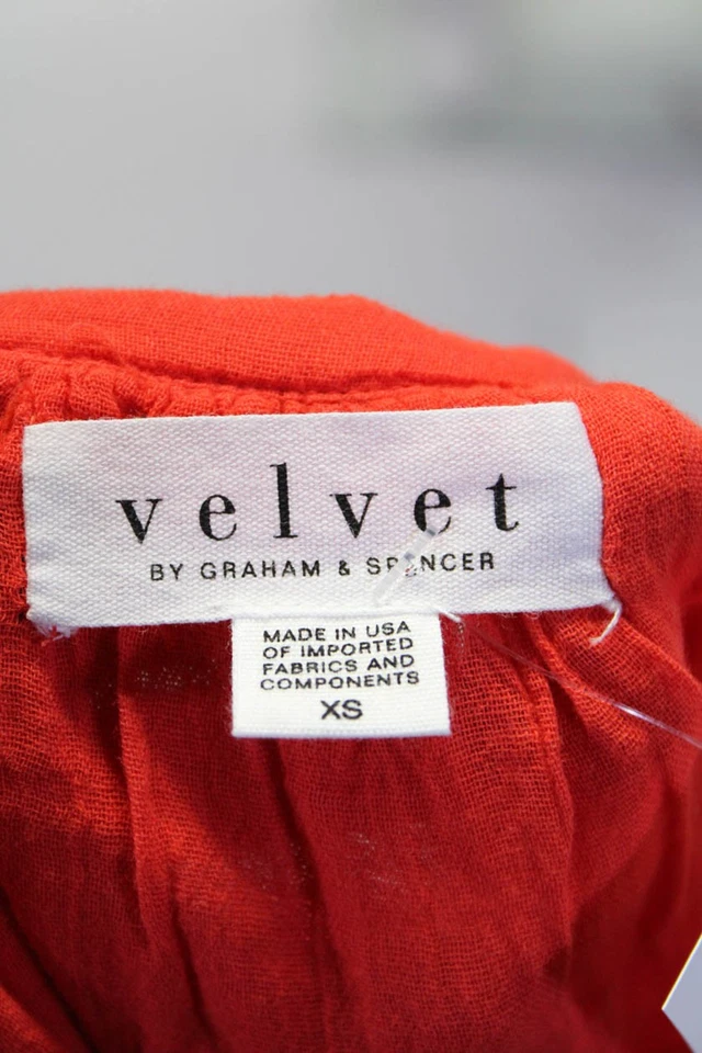 Blusa cuadrada de terciopelo para mujer con cuello en V mangas cortas de algodón talla XS Foto 4 de 4