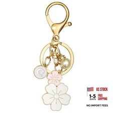 Cute Stainless Steel Gold Keychain Initial Letter Keys Charm Gifts for White-c