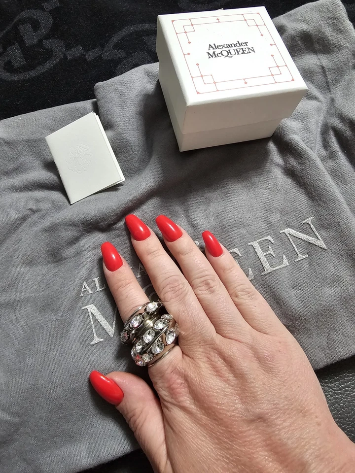 Alexander McQueen Women's Silver Accumulation Crystal Ring 15 - Image 2 of 4