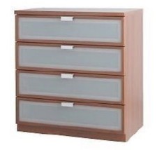Ikea Hopen Mid Brown Frosted Glass Chest Of 4 Drawers With Upgraded Handles 