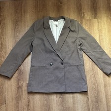 H M Women  s Brown Houndstooth Oversized Blazer Size Small