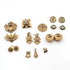 Victorian Gold Filled Taille D'epergne Mourning Pieces Jewelry Lot of 17#M1357-1