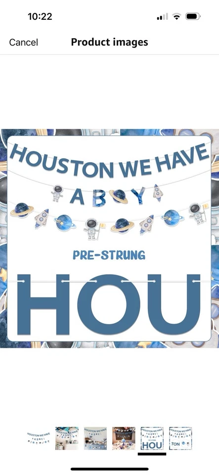  Banner Houston We Have A Boy, pancarta temática del espacio exterior, bebé astronauta  Foto 3 de 3