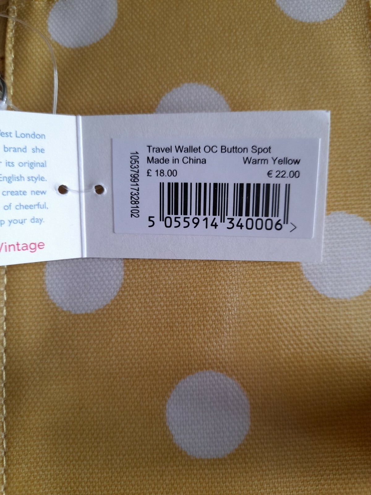 Cath+Kidston+Oil+Cloth+Yellow+Button+Spot+Travel+Document+Wallet