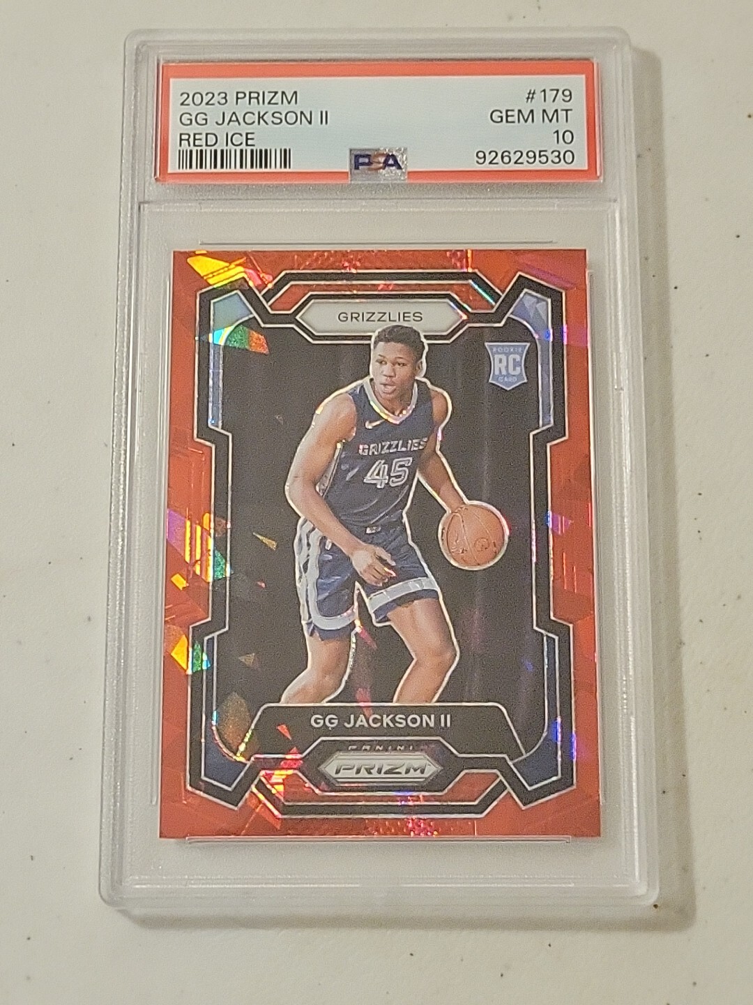 2023-24 Prizm BB GG Jackson II Red Ice Rookie RC PSA GEM MINT 10 Grizzlies #179