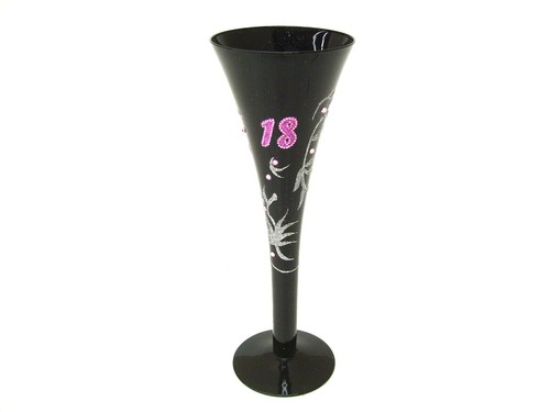 18TH BIRTHDAY CHAMPAGNE FLUTE WINE GLASS GIFT HAND PAINTED DESIGNED CRAFTED - Picture 1 of 7