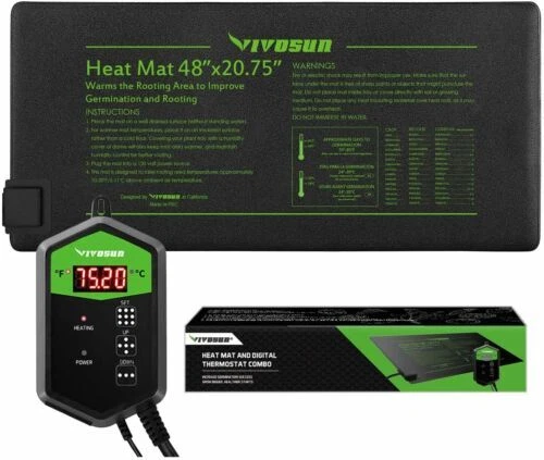 VIVOSUN 48u0026#034;x20.75u0026#034; Seedling Heat Mat and Digital Thermostat Combo  Set MET Stand | eBay