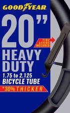 Goodyear 20" X 1.75-2.125" Heavy Duty Bike Tube, Tire Levers Included
