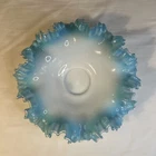 Blue Ruffled Bride Bowl Vintage 10 Inch Milk Glass