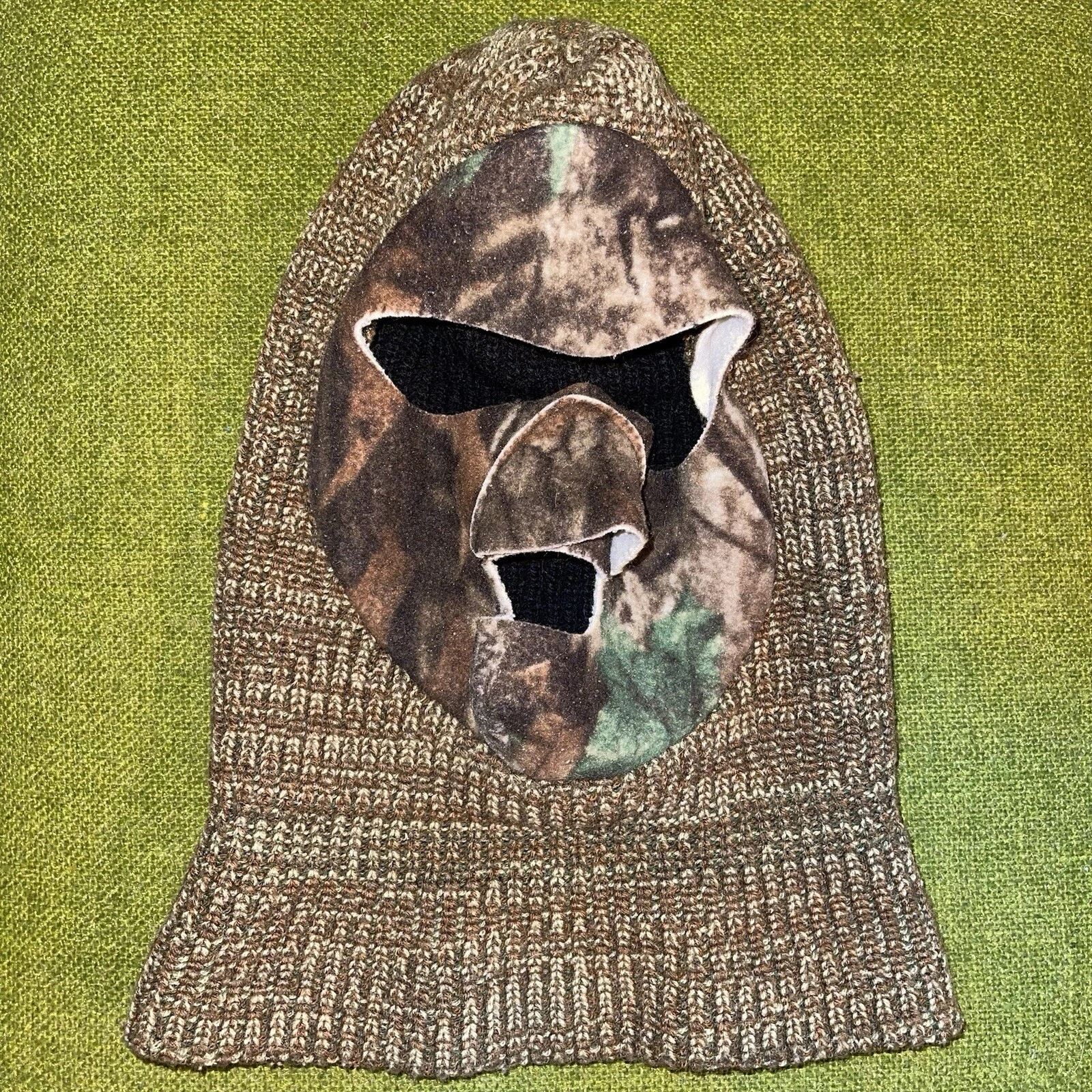 Vintage Camo Balaclava Ski Hunting Face Mask Warm Made In USA Bank Robber Beanie