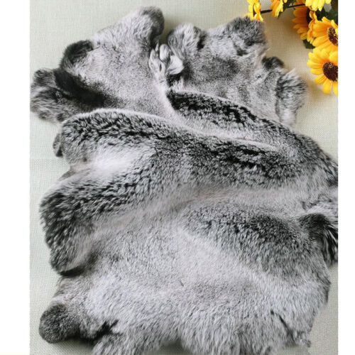 1x Rex Rabbit Skin Pelt Soft Natural Real Animal Fur Craft Leather Frosted Grey - Picture 1 of 12