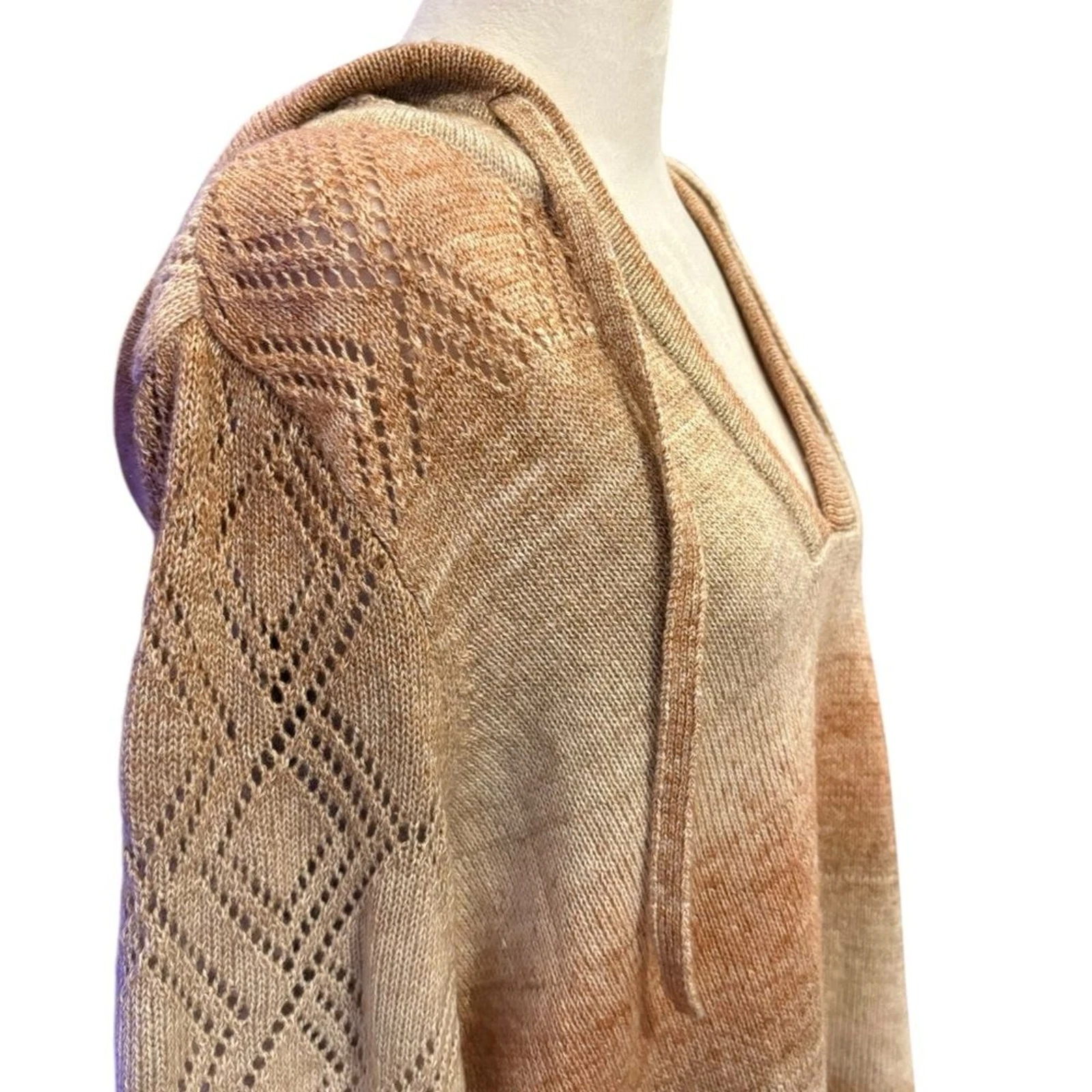 OFF WHITE Torrid Space Dye Felpa con Cappuccio Pullover Maglione Donna Taglia Large Maglia Beige Rosa Panna