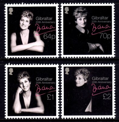 Gibraltar 2017 Princess Diana Complete Mint MNH Set SC 1632-1635