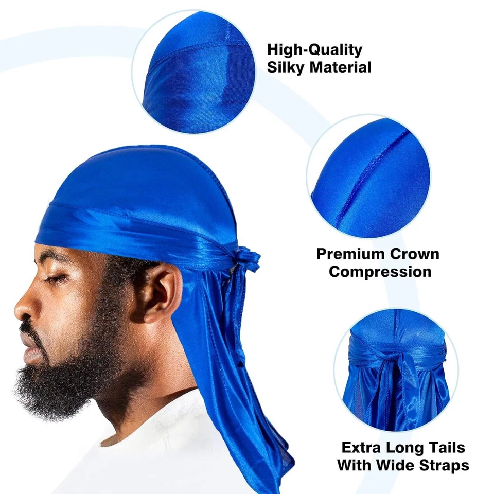 100x Venta al por mayor satinado sedoso suave Durag Wave Cap Doo Trapo Motociclista Head Wrap Foto 2 de 4