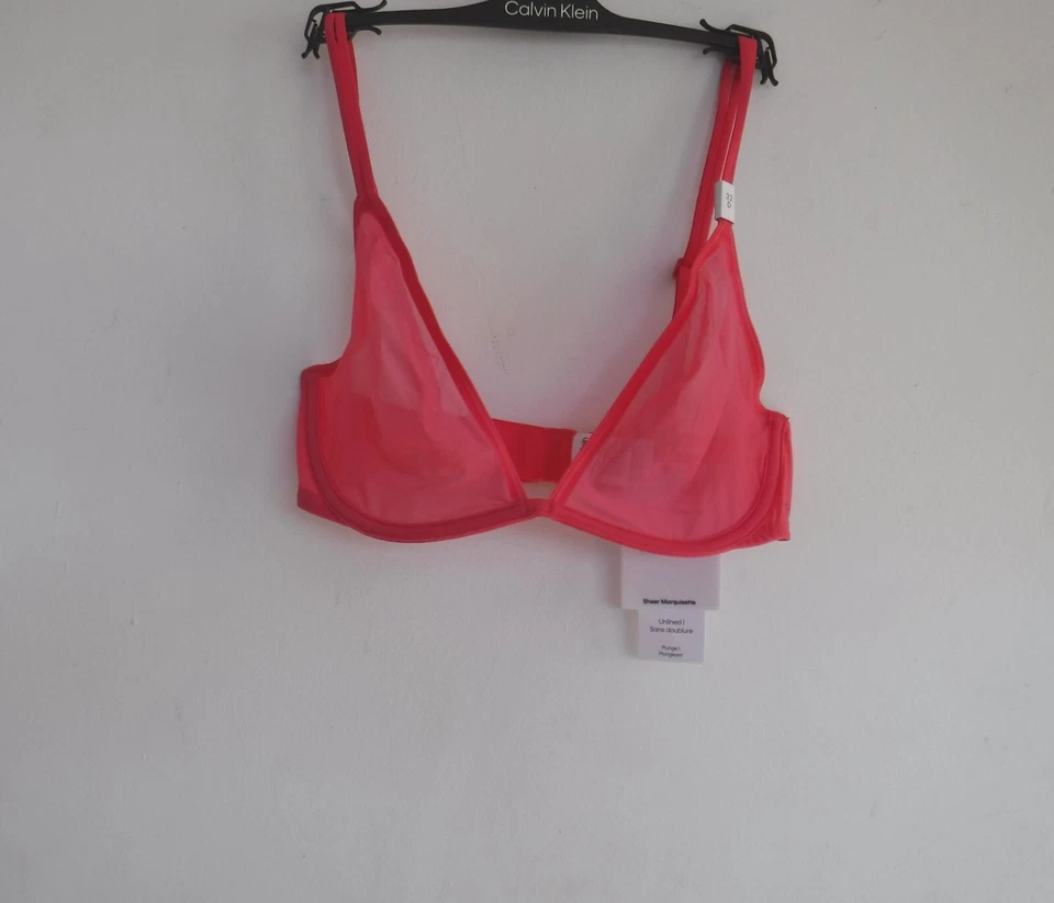 Calvin Sheer Marquisette Unlined Plunge Bra QF6727 32, 34, 36, 38 $40.00 NWT - Image 3 of 4