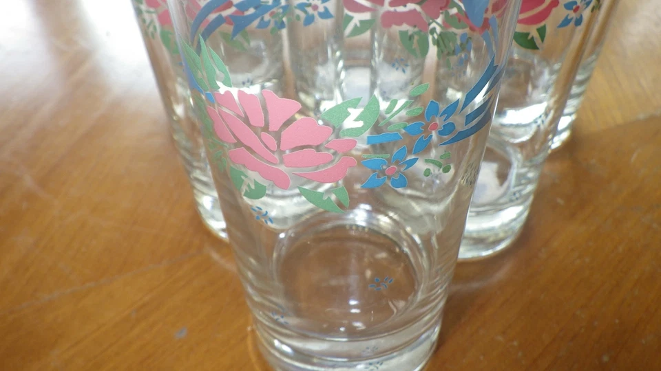 Vasos Pfaltzgraff Libbey diseño de cinta floral 6 vasos de 12 oz de altura Foto 2 de 4