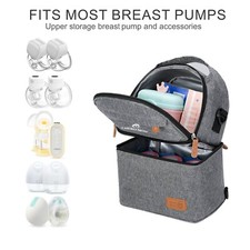 Breast Pump Bag, 2 parts, Breastmilk Insulated Cooler Bag, For Baby shower, Grey