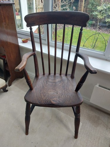 Antique Windsor spindle back armchair, Country House fire side carver chair - Picture 5 of 9