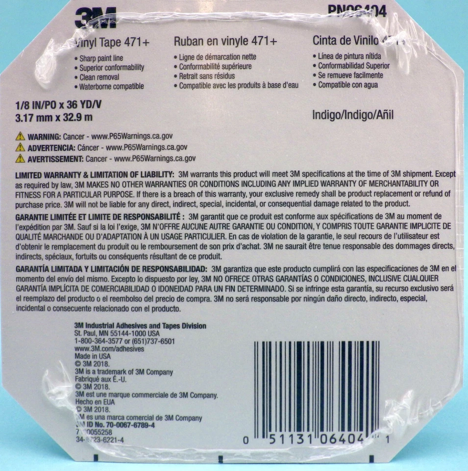 3M Konturenband 471+, 3mm x 33m, 3,17mm x 32,9m, Linierband blau,Fine Line Tape - Imagen 2 de 3