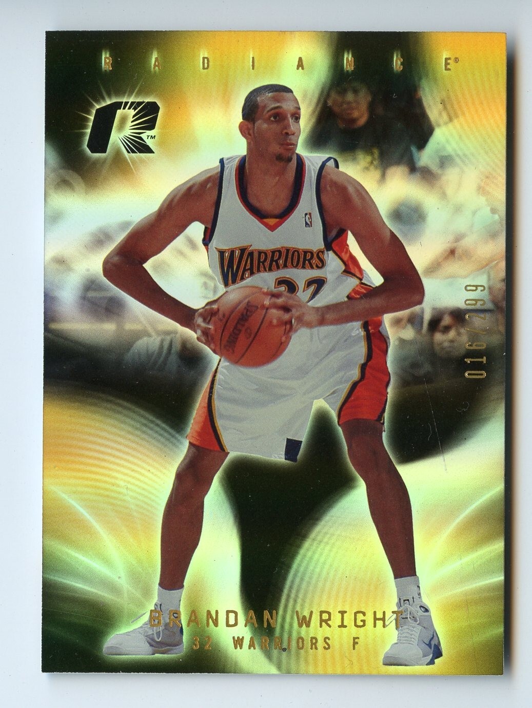 F993 BRANDON WRIGHT 2008-09 RADIANCE GOLD REFRACTOR 16/299 #89 WARRIORS RARE SP