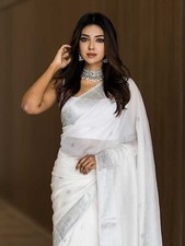 Women's Cotton Linen Saree With Blouse Piece