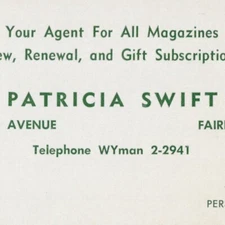 1950s Patricia Swift Magazine Subscription Massasoit Ave Fairhaven Massachusetts