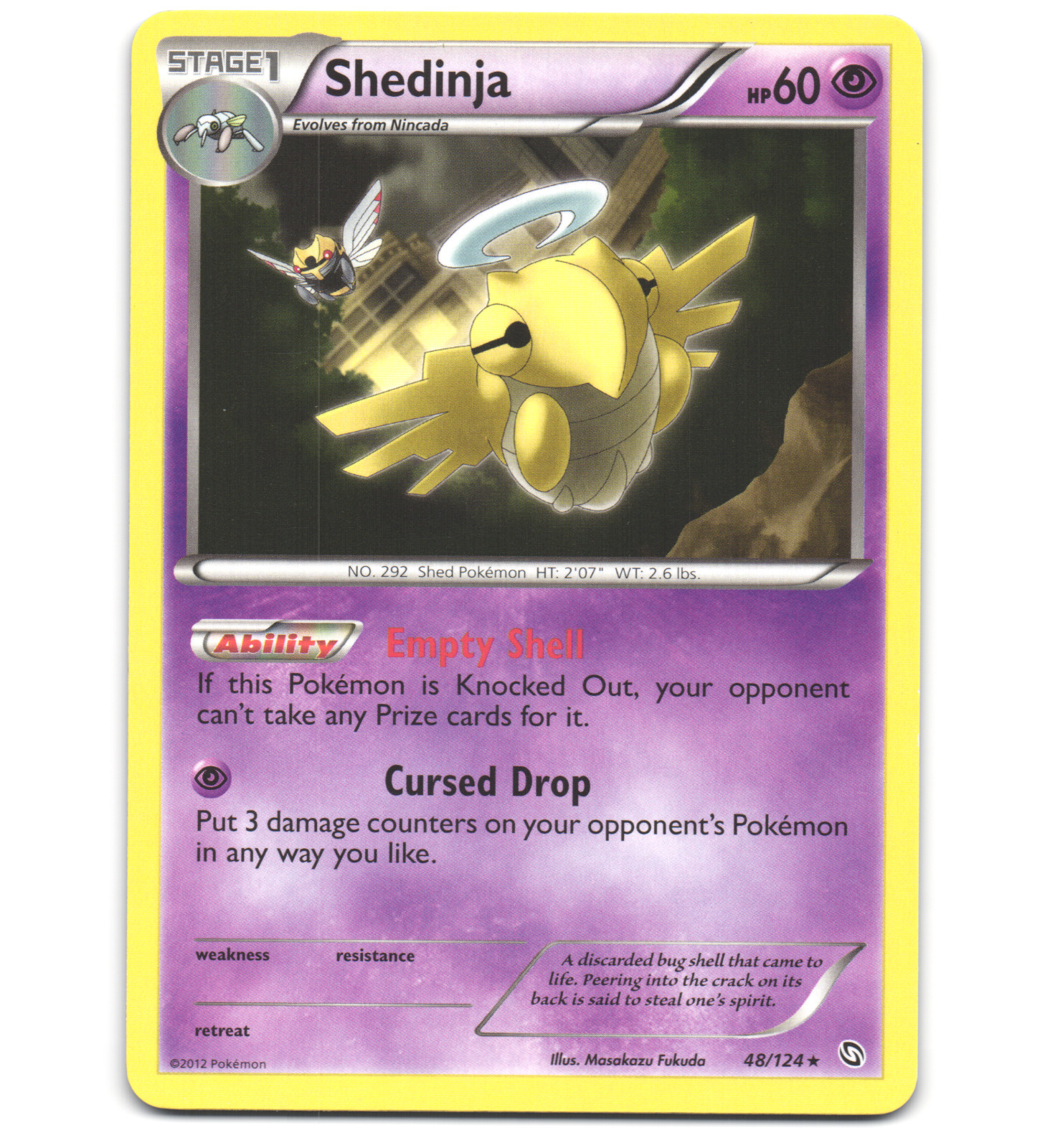 Pokemon 2012 Light Play Shedinja Dragons Exalted Rare 48/124 Card