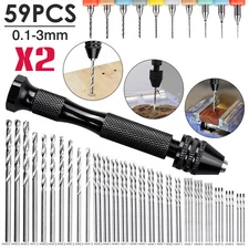 59/118PCS Precision Pin Vise Mini Micro Hand Twist Drill Bits Set Rotary Tools