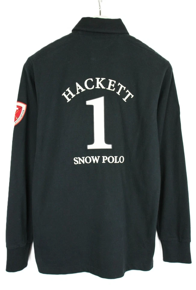 Hackett Snow Polo Team Sudadera Hombre Pequeño Polo Rugby Cuello Bordado Negro - Imagen 2 de 4