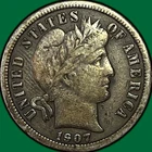 1907-D Barber Dime Very Fine VF Coin #36614
