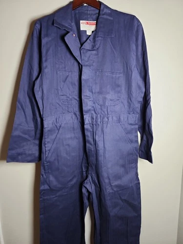 1970's Workwear Corp Coveralls NOS 100% Cotton Navy Button Front 42R Boiler Suit - product listing photo
