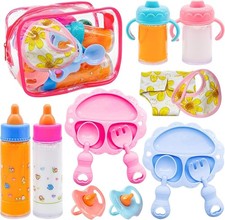 15 PCS Baby Doll Accessories Magic Bottle Set,Pretend Play Feeding Toys,Doll Fee
