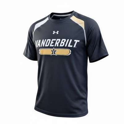 Men's SM Loose Under Armor Vanderbilt Commodores Shirt Black Short Sleeve 