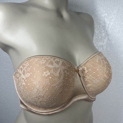 Empreinte Melody Underwired Bra 36D Lightly Padded Molded Pink Beige Strapless