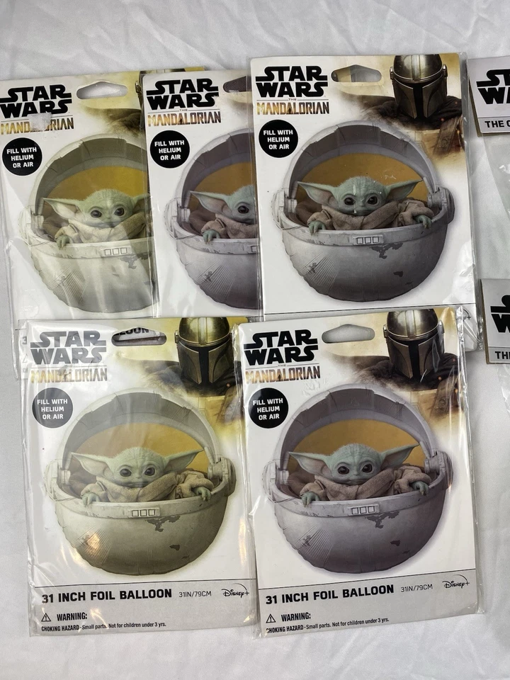 Favores de fiesta de cumpleaños mandalorianos de Star Wars, globos de aluminio y diadema de Star Wars Foto 2 de 4
