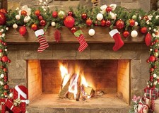 5x3ft Festive Christmas Fireplace Backdrop - Perfect for Family Photos Parties