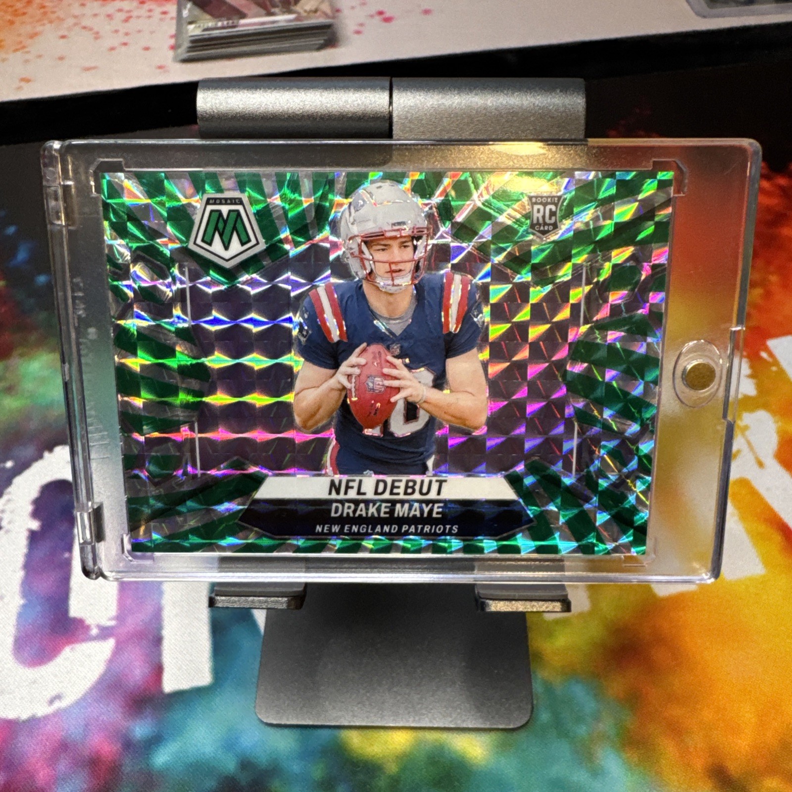 2024 Panini Mosaic Drake Maye NFL DEBUT Green Swirl 06/13 FOTL