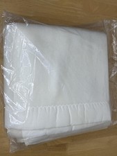 White Blanket Satin Trim Baby 48"x36" Solid Traditional Style Vintage NOS